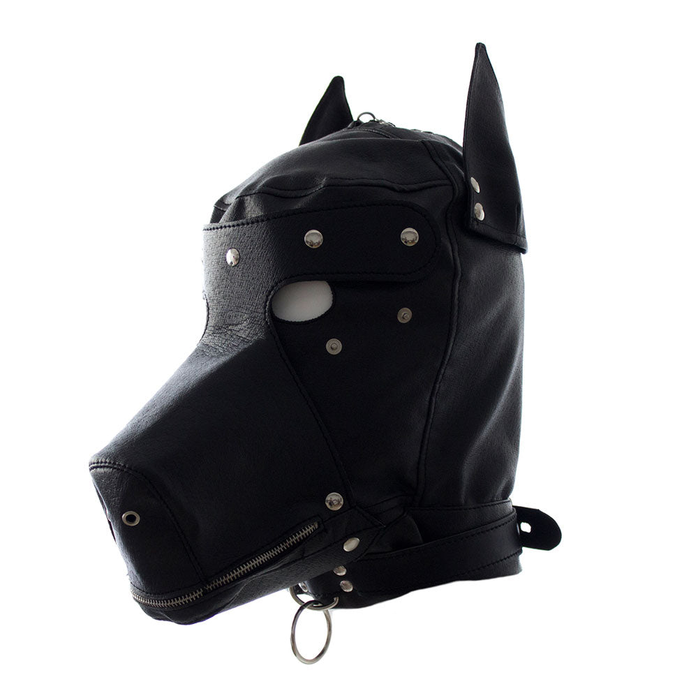 Faux Leather Cover Bondage BDSM Restraints Sex Slave Dog Head Mask